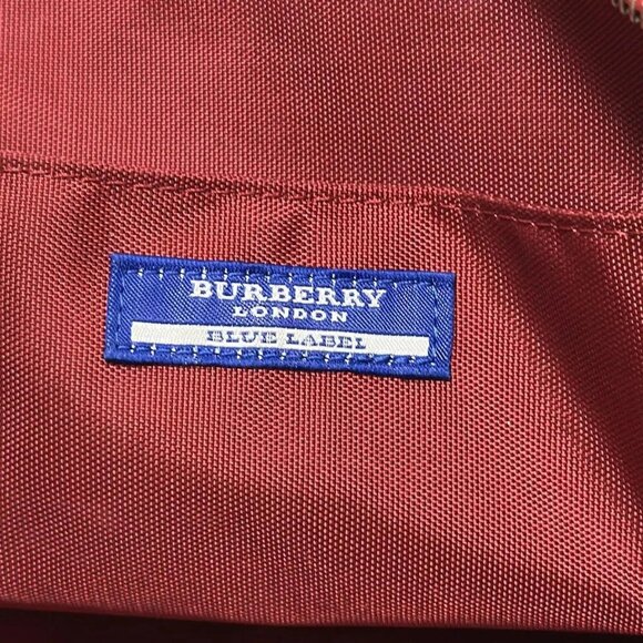 Auth Burberry Blue Label Red Black White Nylon Leather Handbag - Picture 8 of 8